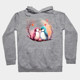 Valentine Kissing Penguin Bird Couple Hoodie